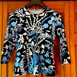 J.McLaughlin Catalina Cloth 3/4 Sleeve Nautical Print Top Small
